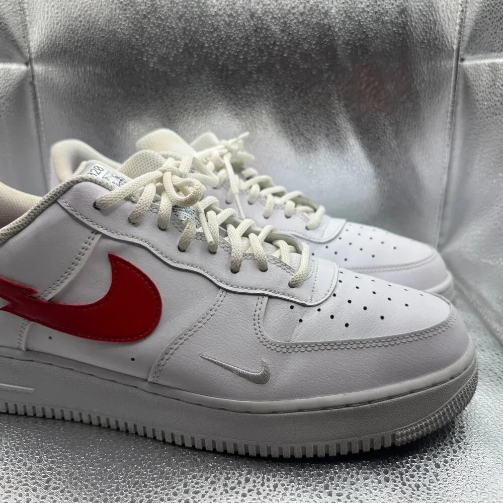 Size 12 Nike Air Force 1 LV8 Euro Tour White Red Mens Lace-Up Sneaker CW7577-100
